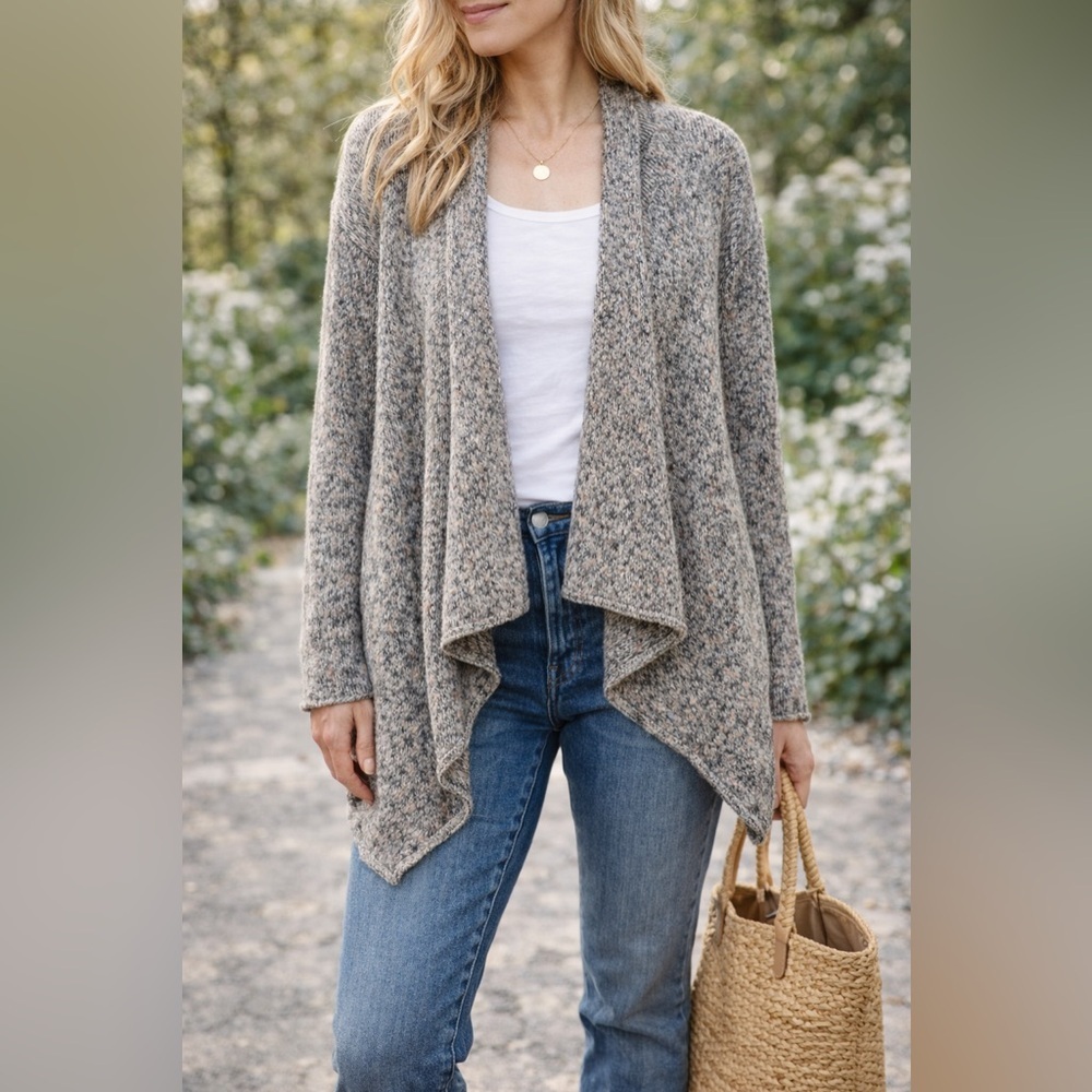 Michael Stars Gray Marled Waterfall Cardigan